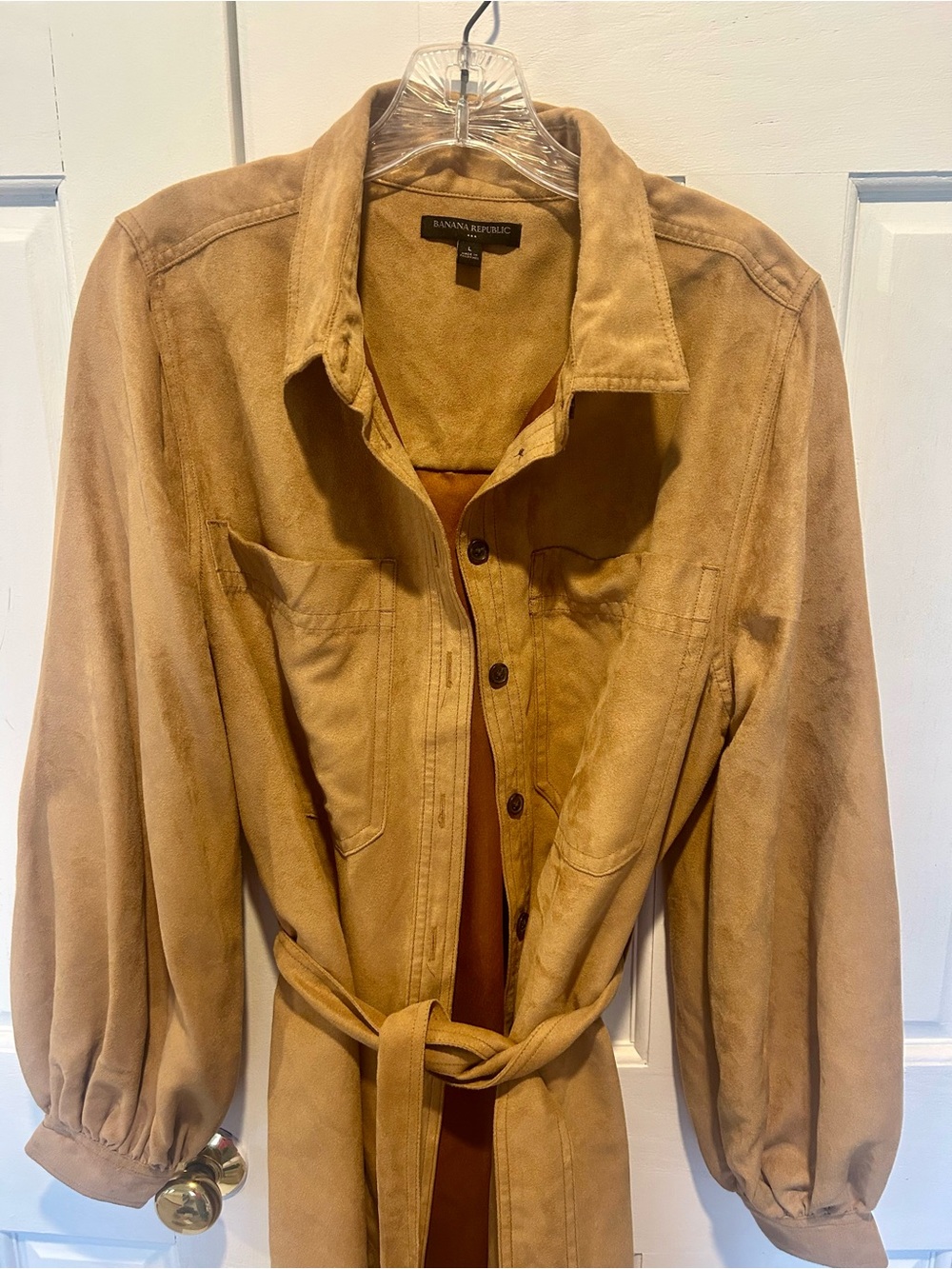 Banana Republic Camel Suede Tie-Waist Trench Coat
